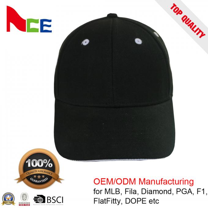 उच्च गुणवत्ता वाले 6 पैनल टोपी काले एक्रिलिक थोक स्नैपबैक टोपी