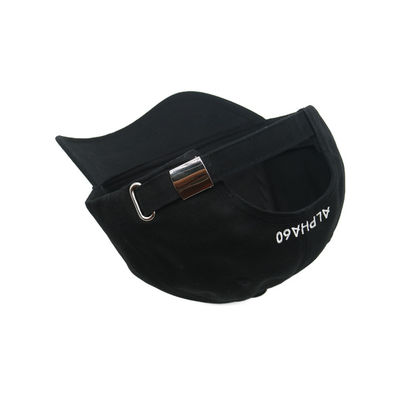 काले फ्लैट कढ़ाई बेसबॉल टोपी धातु स्वयं कपड़े बकसुआ टोपी