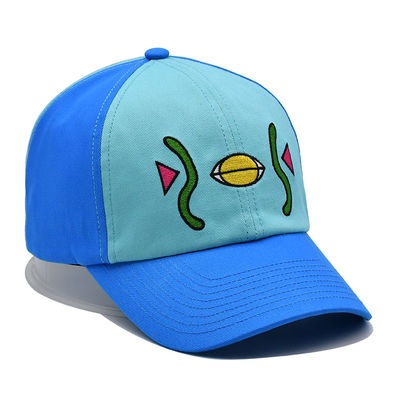 स्पोर्ट मेन 6 पैनल कढ़ाई बेसबॉल कैप्स 60 सेमी घुमावदार वाइज़र