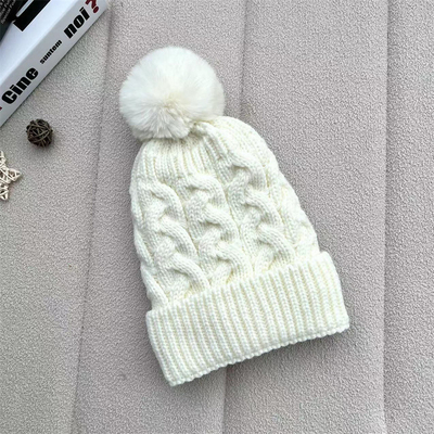 कस्टम सभी पर प्रिंट Beanies सर्दियों गर्म मछुआरे Beanie रिब बुना कपास Pom Pom टोपी