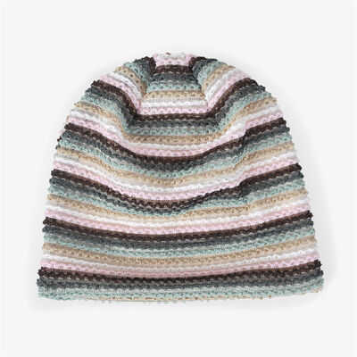 कॉस्ट्यूम उच्च गुणवत्ता वाली महिलाओं के धारीदार बुना हुआ टोपी स्लाउची स्टाइल स्कुली स्पोर्ट्स विंटर टोपी आउटडोर बिना कफ टोपी