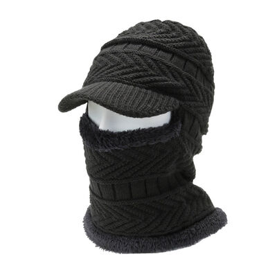 Men's Winter Wool Beanie Hat Windproof Knitted Pullover with Earflap Neck Cover Plaid Pattern Digital Printing for Travel