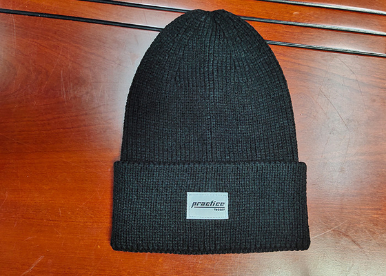 warm black wool or cotton customize woven label inner tape printing knitted boonies hats for winter
